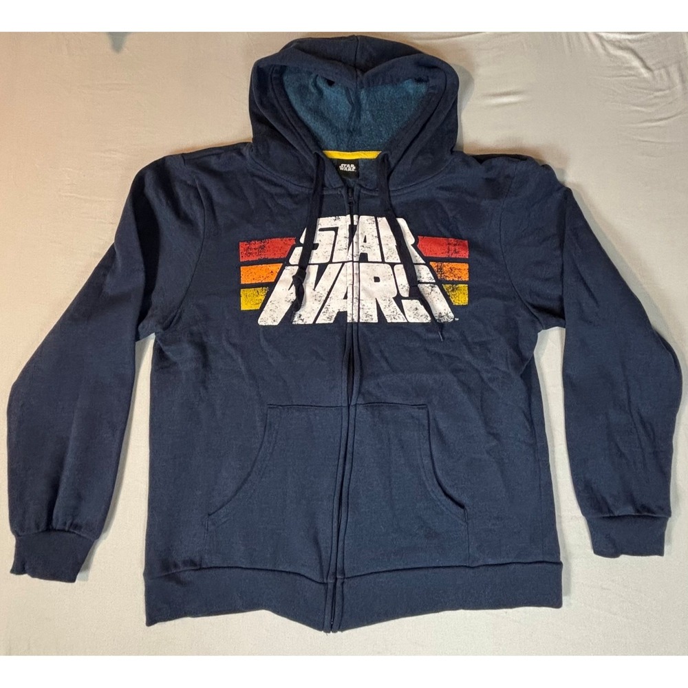Star Wars Collection Zip Up Hoodie Sweatshirt Jacket Boys Navy Logo Large